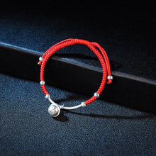 Load image into Gallery viewer, Silver Transfer Pearl Bell Red Rope Bracelet