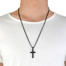 Load image into Gallery viewer, Black Titanium Steel Cross Necklace/ Black Chain Pendant Necklace