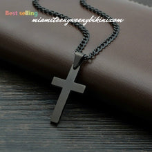 Load image into Gallery viewer, Black Titanium Steel Cross Necklace/ Black Chain Pendant Necklace