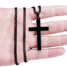 Load image into Gallery viewer, Black Titanium Steel Cross Necklace/ Black Chain Pendant Necklace