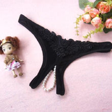 Load image into Gallery viewer, Lace G-String Crotch less Pearls Thong Panties