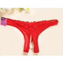 Load image into Gallery viewer, Lace G-String Crotch less Pearls Thong Panties