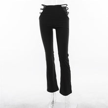 Load image into Gallery viewer, Hollow Out Black Flare Pants
