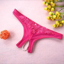 Load image into Gallery viewer, Lace G-String Crotch less Pearls Thong Panties