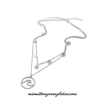 Load image into Gallery viewer, Circle Wave Pendant Layered Chain Necklace
