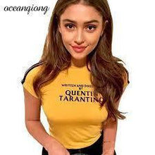 Load image into Gallery viewer, Quentin Tarantino Crop Top/ Side Stripe Long Sleeve Turtleneck/ BodySuit
