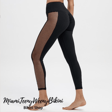 Load image into Gallery viewer, Black Mesh Patchwork Breathable Leggings
