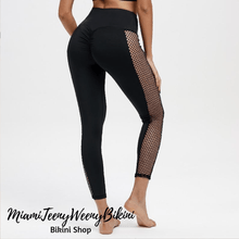 Load image into Gallery viewer, Black Mesh Patchwork Breathable Leggings
