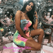 Load image into Gallery viewer, Bodycon Tie Dye Mini Spaghetti Strap Dress

