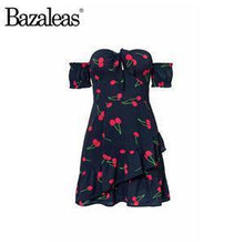 Load image into Gallery viewer, Vintage Cherry Print Ruffles Zipped Back Mini Dress
