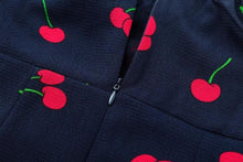 Load image into Gallery viewer, Vintage Cherry Print Ruffles Zipped Back Mini Dress
