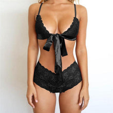 Load image into Gallery viewer, Satin Bow Lace Intimate Bra Panty Set
