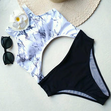 Load image into Gallery viewer, One Piece Leaf Design Print Swimsuit
