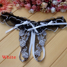 Load image into Gallery viewer, Flower Bow Lace Crotchless Panties
