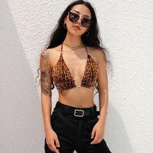 Load image into Gallery viewer, Leopard Printed Camis Metal Ring Halter Top
