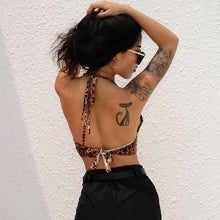 Load image into Gallery viewer, Leopard Printed Camis Metal Ring Halter Top
