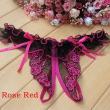 Load image into Gallery viewer, Flower Bow Lace Crotchless Panties
