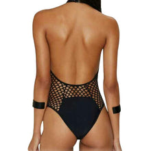 Load image into Gallery viewer, Black Mesh Lace Halter Monokini
