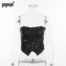 Load image into Gallery viewer, Leather Harajuku Crop Top
