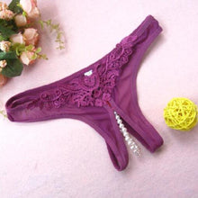 Load image into Gallery viewer, Lace G-String Crotch less Pearls Thong Panties
