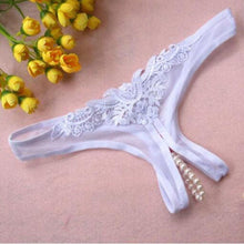 Load image into Gallery viewer, Lace G-String Crotch less Pearls Thong Panties
