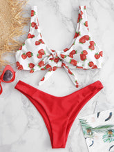 Load image into Gallery viewer, Miami Sunflower Strawberry Print Bandage Push-up Padded Bikini
