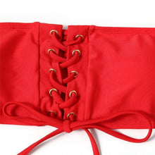 Load image into Gallery viewer, Lace Up Red Brazilian Bikini
