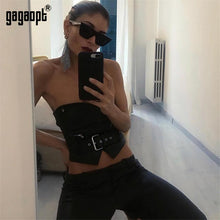 Load image into Gallery viewer, Leather Harajuku Crop Top
