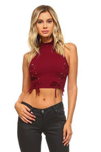 Load image into Gallery viewer, Women's High Neck Tie Crop Top

