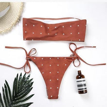 Load image into Gallery viewer, Bandage Print Padded Bra Halter Bikini
