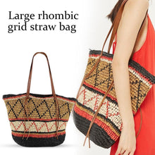Load image into Gallery viewer, Geometric Pattern Straw Beach Bag
