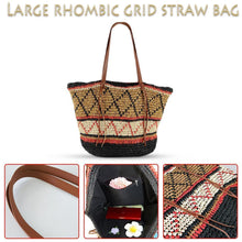 Load image into Gallery viewer, Geometric Pattern Straw Beach Bag
