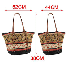 Load image into Gallery viewer, Geometric Pattern Straw Beach Bag
