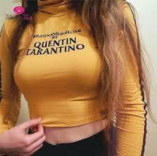 Load image into Gallery viewer, Quentin Tarantino Crop Top/ Side Stripe Long Sleeve Turtleneck/ BodySuit
