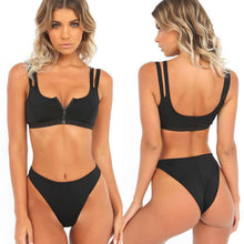 Load image into Gallery viewer, Tankini Triangle Zipper Bikini Set
