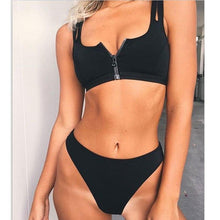 Load image into Gallery viewer, Tankini Triangle Zipper Bikini Set
