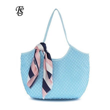 Load image into Gallery viewer, Canvas Mesh Scarves Beach Bag
