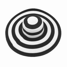 Load image into Gallery viewer, Vintage Wide Brim Striped Straw Beach Hat
