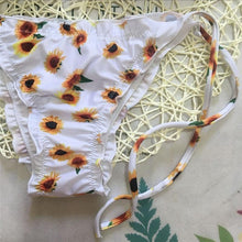 Load image into Gallery viewer, Sunflower Print Bikini Set
